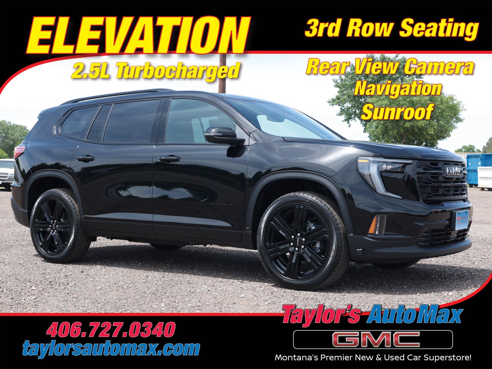 2026 GMC Acadia Elevation in Ebony Twilight Metallic — front three-quarter view