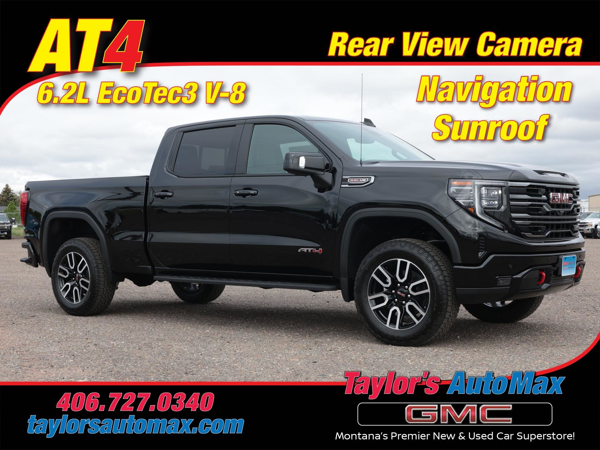 2026 GMC Sierra 1500 AT4 in Onyx Black — front three-quarter view