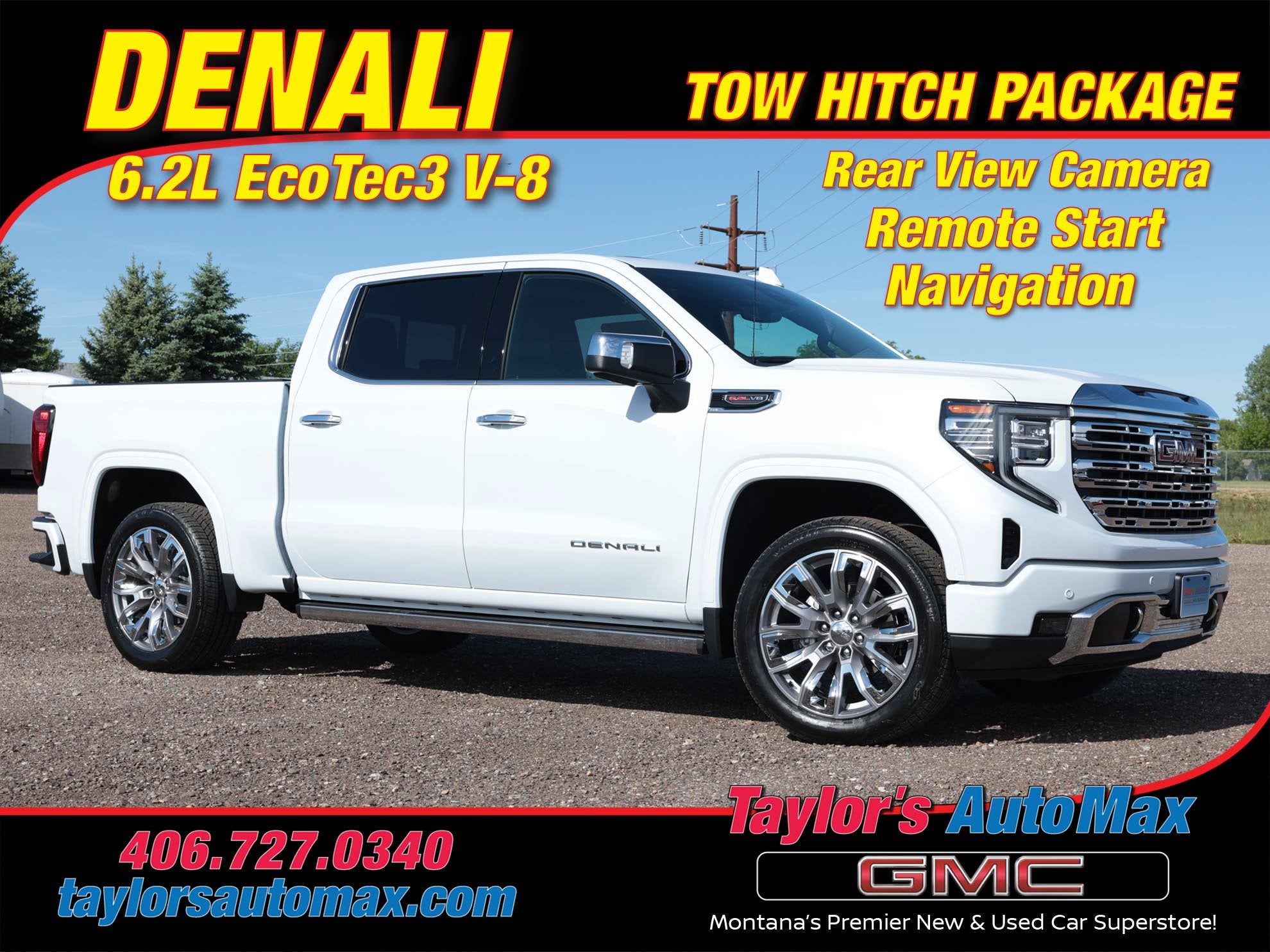 2026 GMC Sierra 1500 Denali in Glacier White Tricoat — front three-quarter view