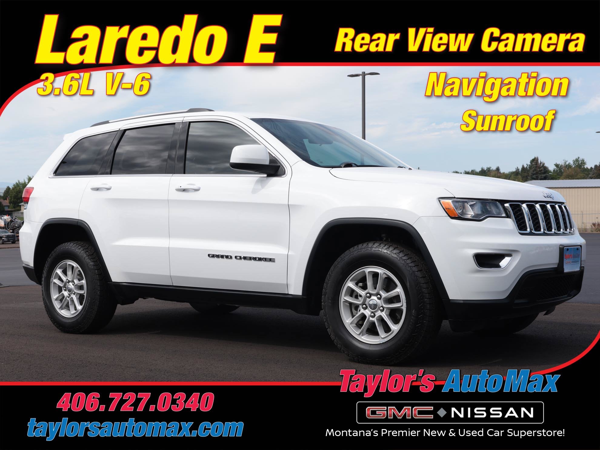 2018 Jeep Grand Cherokee Laredo E in Bright White Clearcoat — front three-quarter view