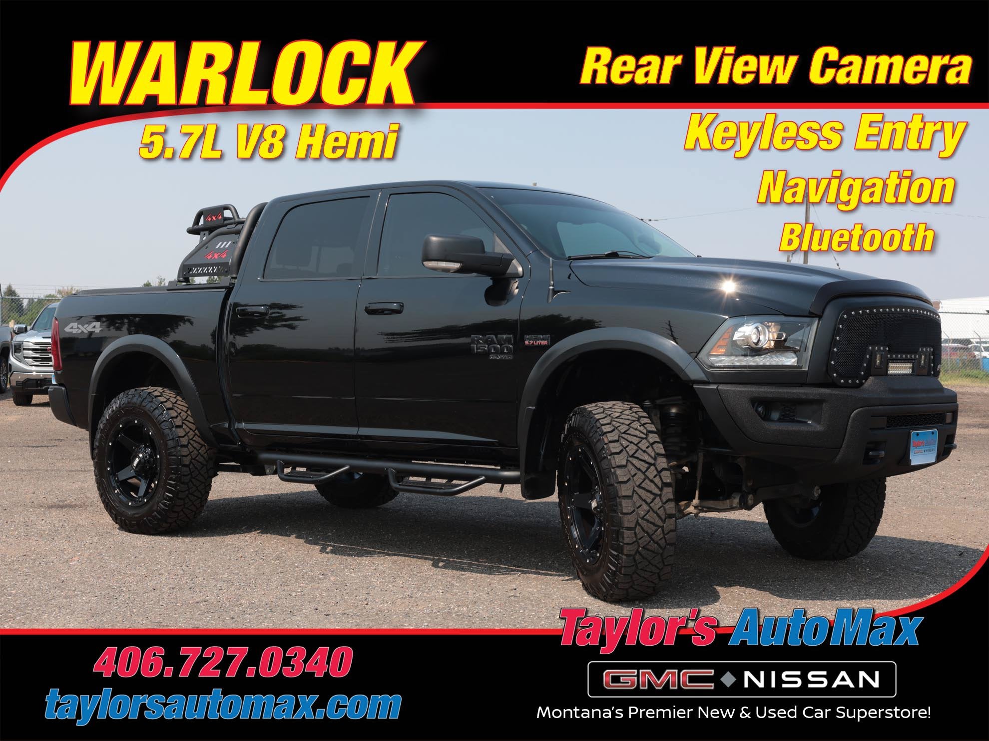 2019 RAM 1500 Classic Warlock in Diamond Black Crystal Pearlcoat — front three-quarter view