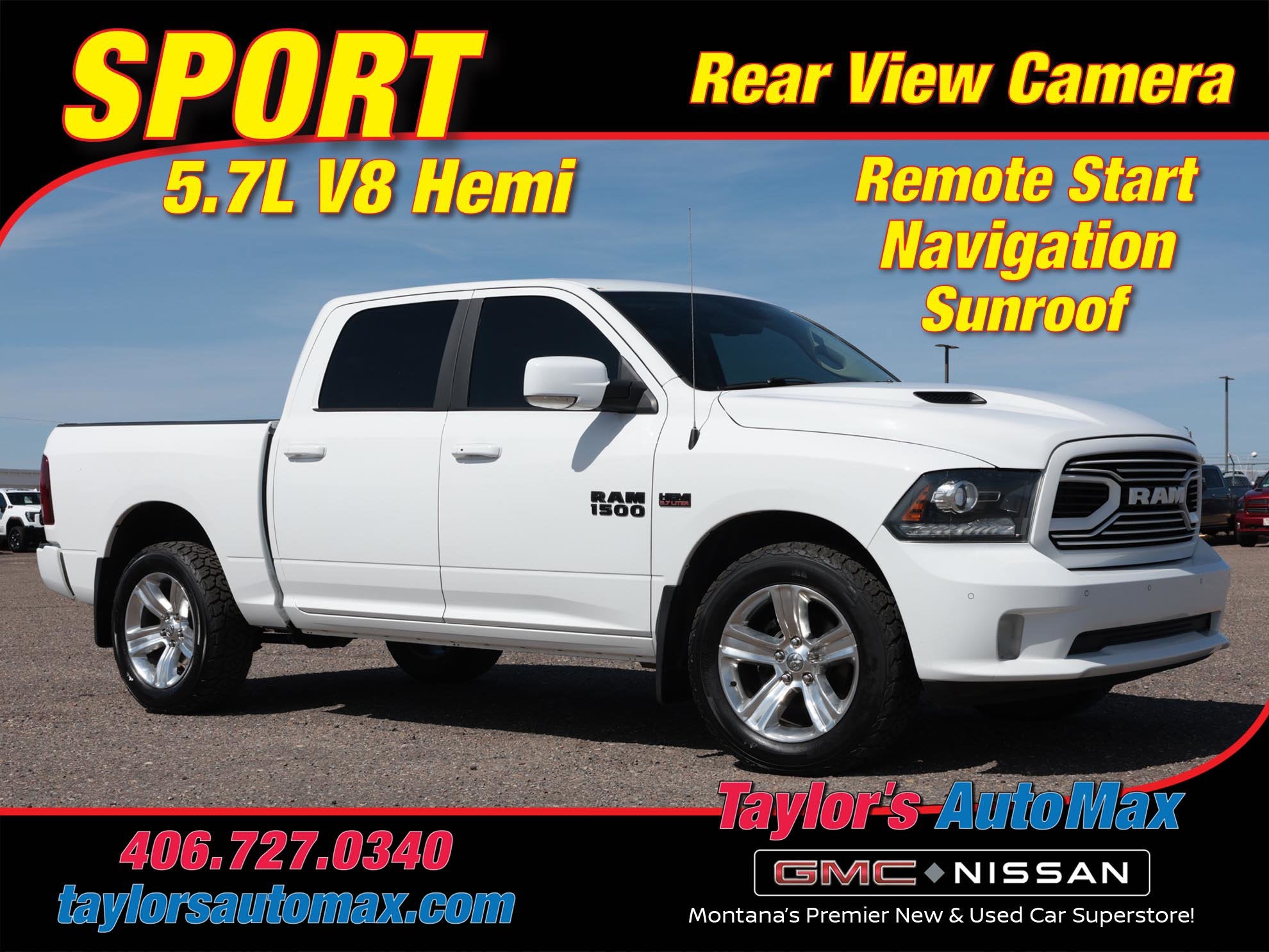 2018 RAM 1500 Sport in Bright White Clearcoat — front three-quarter view