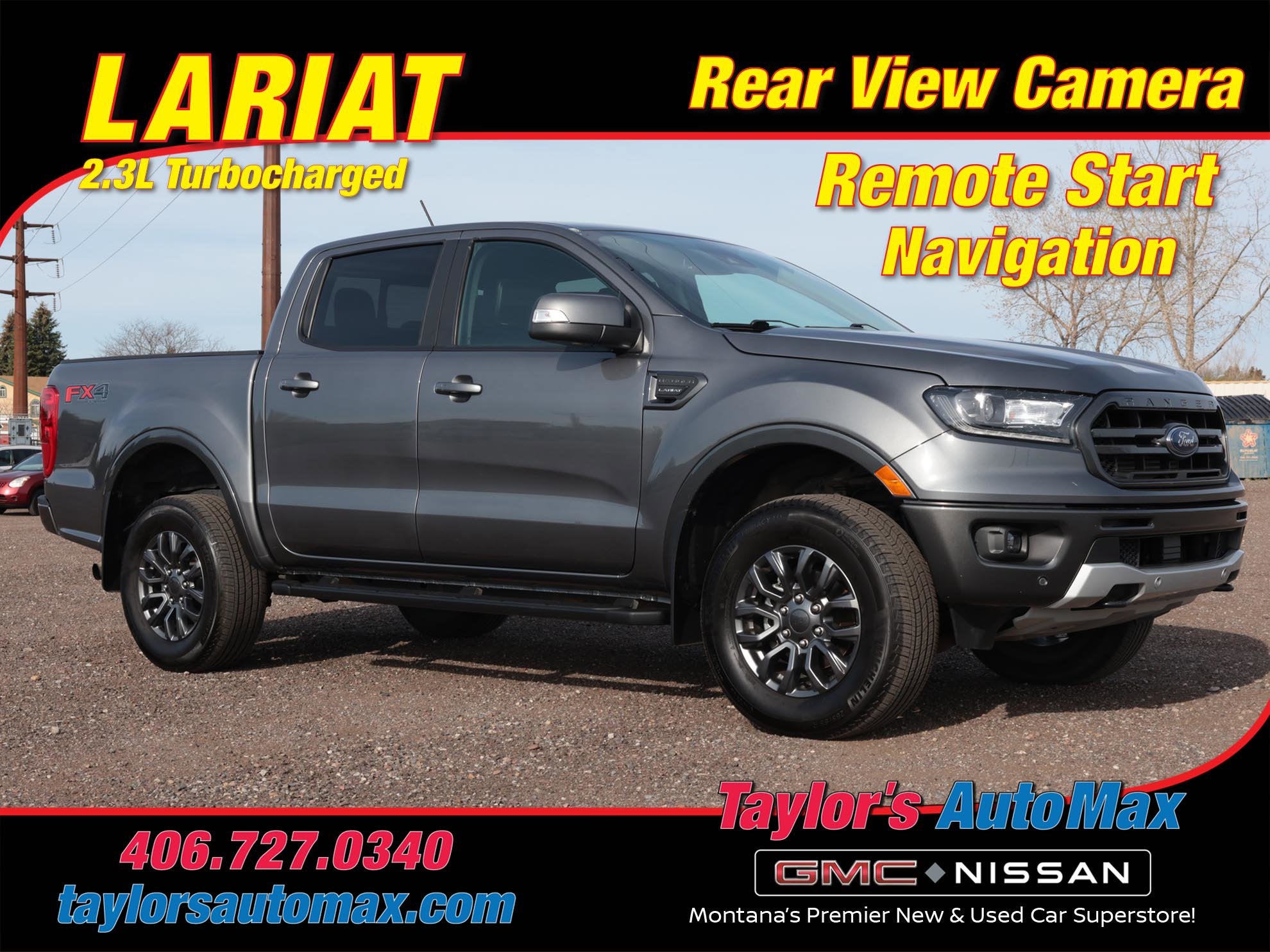 2021 Ford Ranger LARIAT in Carbonized Gray Metallic — front three-quarter view