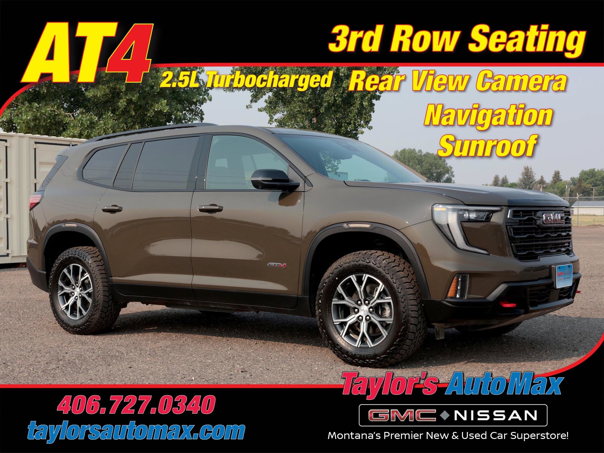 2024 GMC Acadia AWD AT4 in Deep Bronze Metallic — front three-quarter view