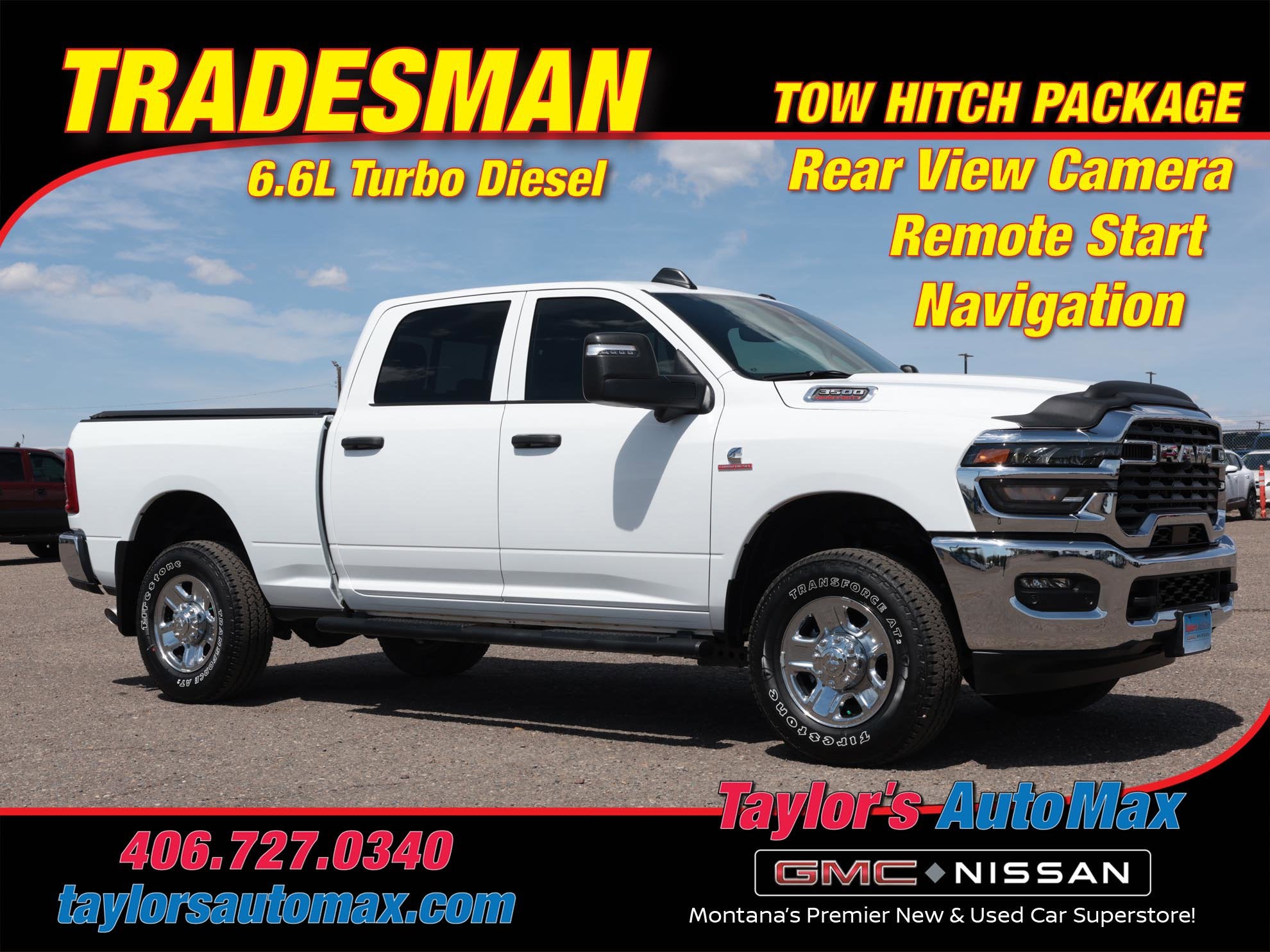 2026 RAM 3500 Tradesman in Bright White Clearcoat — front three-quarter view