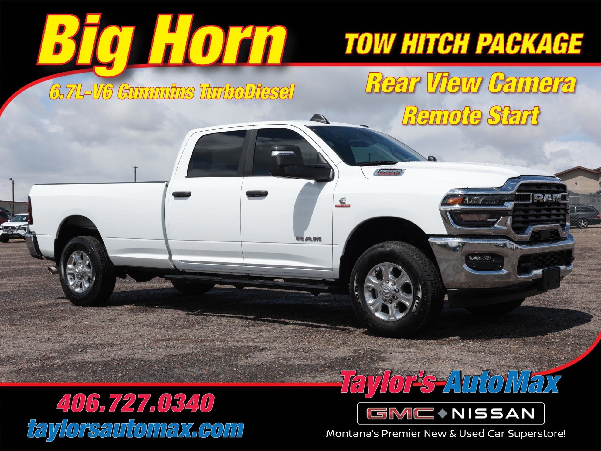 2025 RAM 3500 Big Horn in Bright White Clearcoat — front three-quarter view