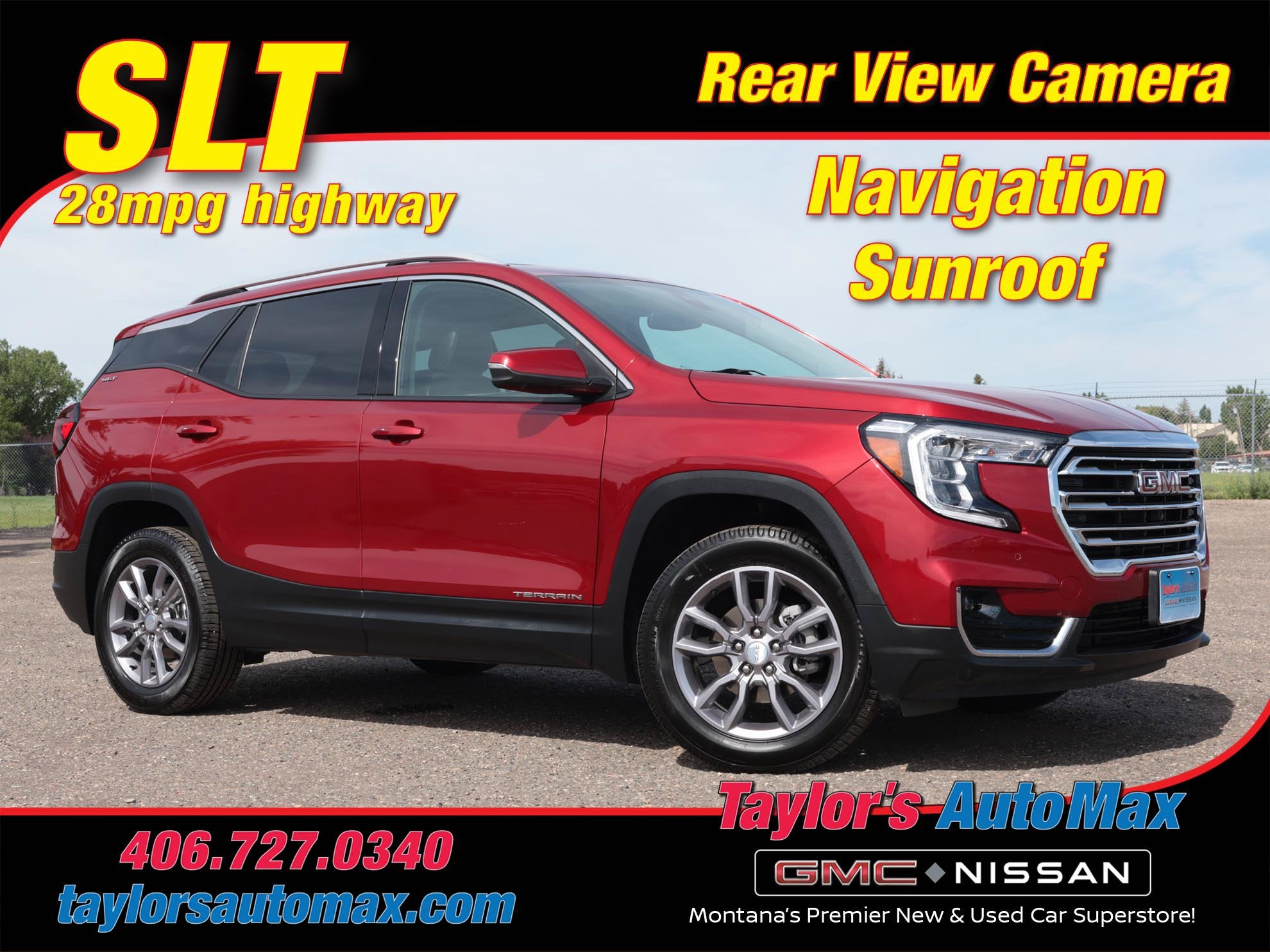 2023 GMC Terrain SLT in Volcanic Red Tintcoat — front three-quarter view