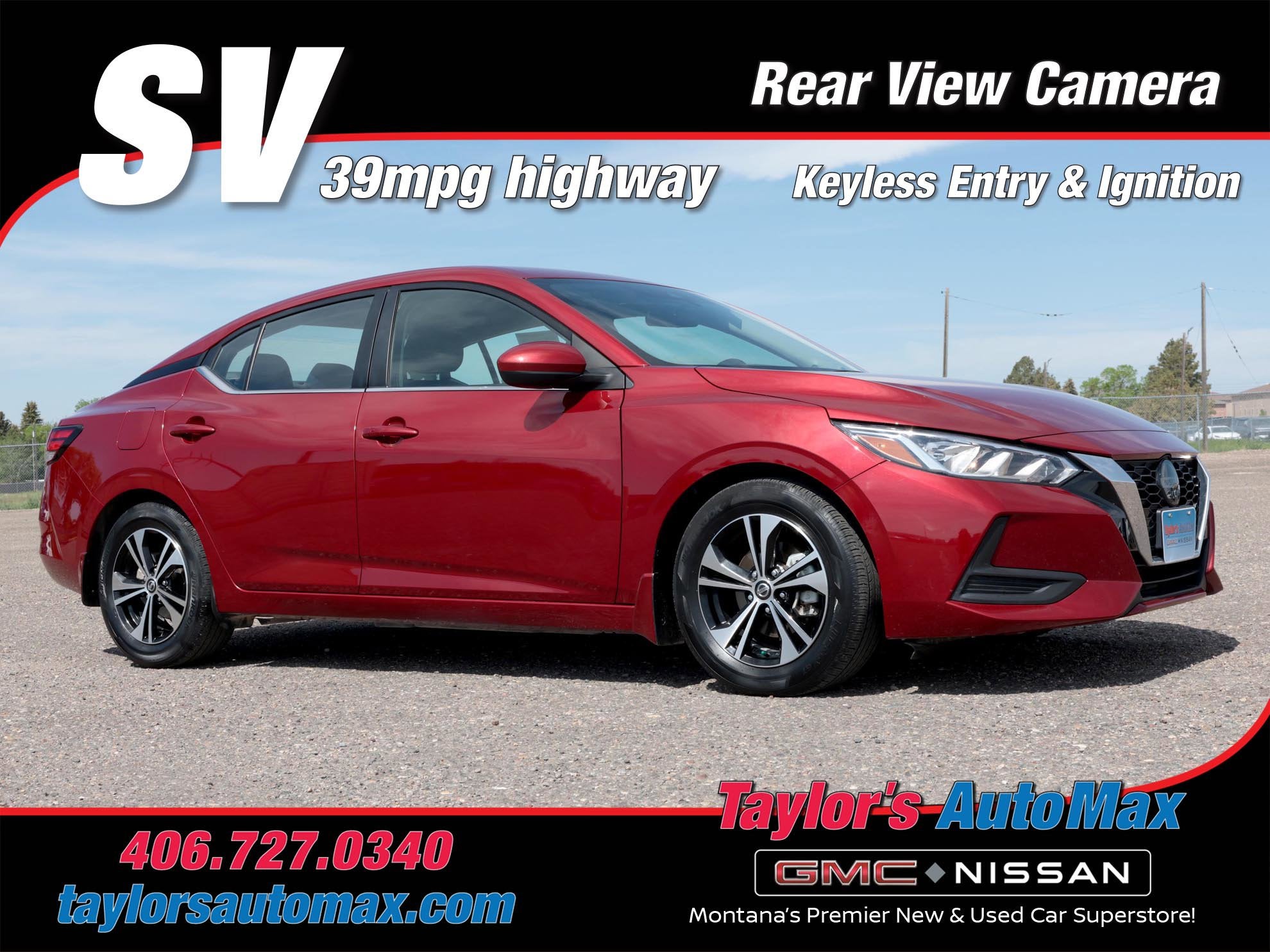 2023 Nissan Sentra SV in Scarlet Ember Tintcoat — front three-quarter view
