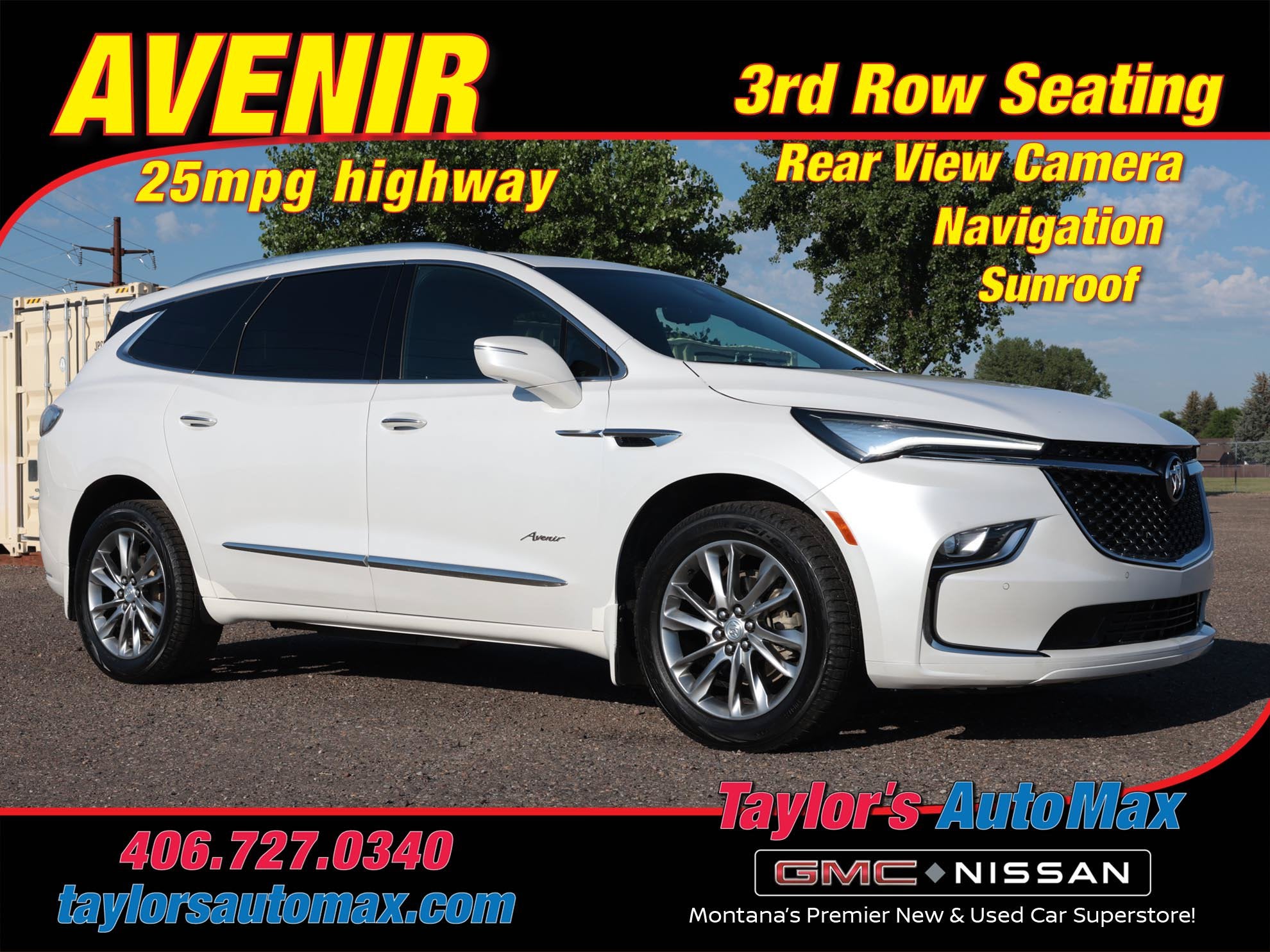 2022 Buick Enclave Avenir in White — front three-quarter view