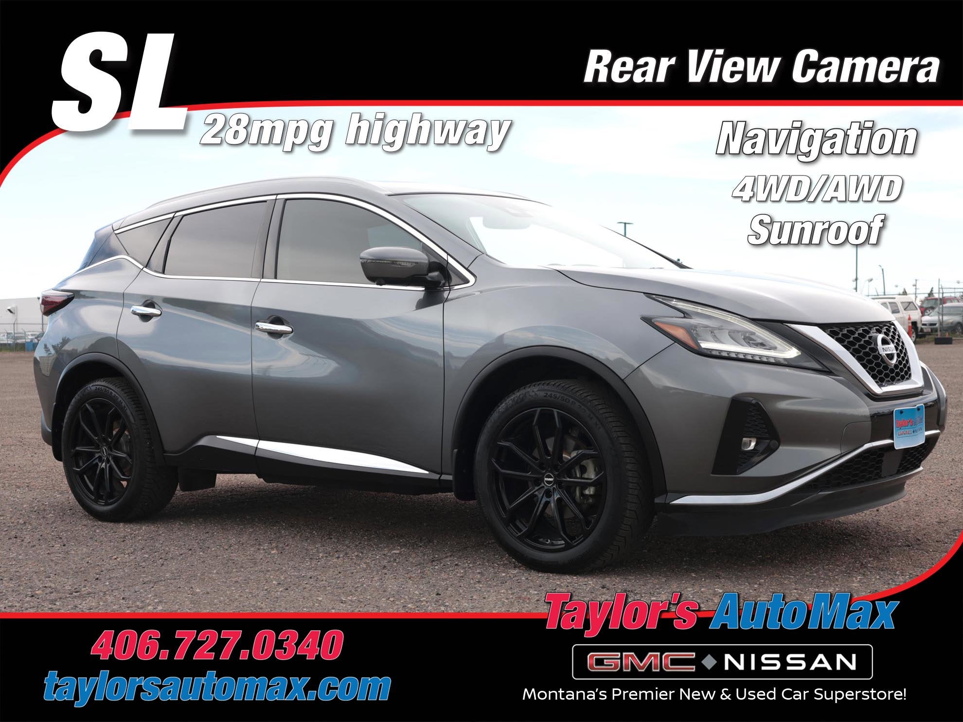 2021 Nissan Murano SL in Gun Metallic — front three-quarter view