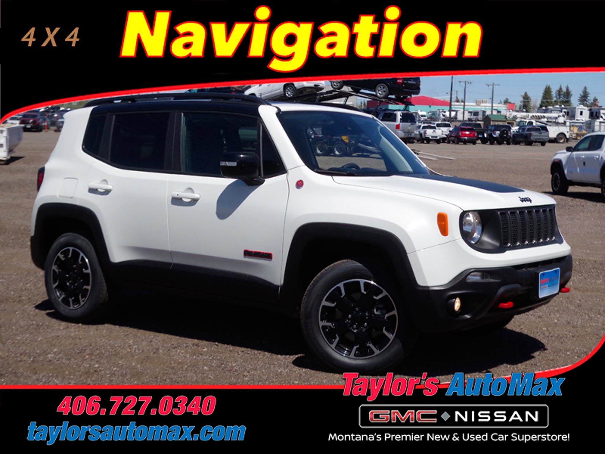 2023 Jeep Renegade Trailhawk in Alpine White Clearcoat — front three-quarter view